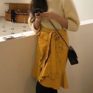 Munthe yellow skirt leather